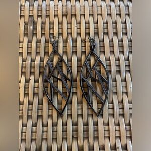 Paige by Paige Novick Gunmental Long Earrings with Crystal Pave Details